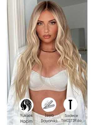 Özbience Işığa Dayanıklı Yarımay Çıtçıt Saç HT16, 60CM, 110GR, 3’lü, Dalgalı+2 Adet Yan Çıtçıt