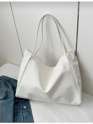 Özüm Takı Kadın Büyük Boy Omuz ve Kol Çantası Beyaz