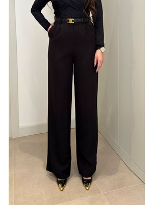 Qimya Butik Gökkuşağı Kadın Yüksek Bel Pileli Basic Palazzo Pantolon