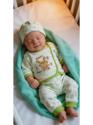 Şapkalı Ikili Takım(Tavşan Figürlü Hayvan Desenli)