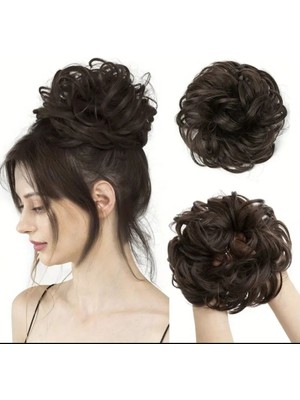 Özbience Kahverengi Topuz Tokası, Dağınık Topuz Simit Toka, Gerçek Saç Dokusu