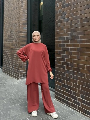 Krep Kumaş Lastikli Pantolon&tunik Takım