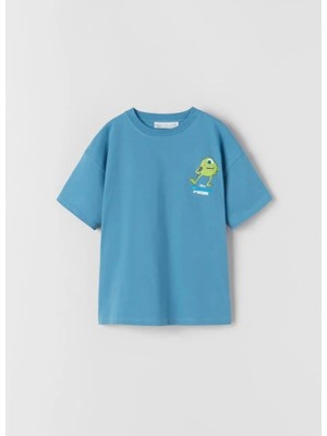 Magu Erkek Çocuk Pamuklu Mavi Baskılı T-Shirt