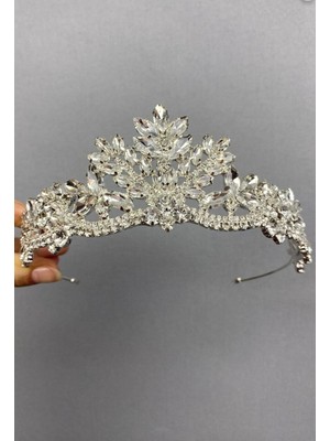 Özbience Şık Kristal Taşlı Gelin Tacı, Zarif Düğün ve Kına Aksesuarı