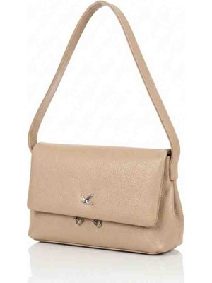 Jaseco Gümüş Kuş Tokalı Dokulu Deri Çanta