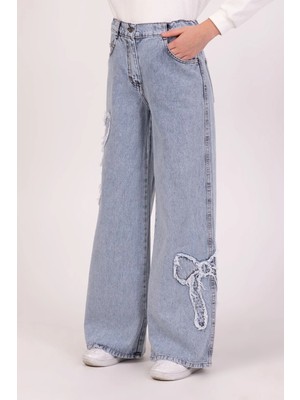 Dmb Boys & Girls Kız Çocuk Kurdele Işlemeli Kot Pantolon Mavi
