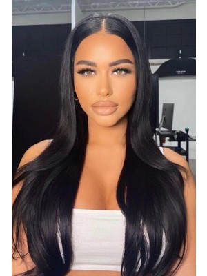 Özbience Ileri Dayanıklı Siyah Yarımay Çıt Çıt Saç 60 cm 2'li Set