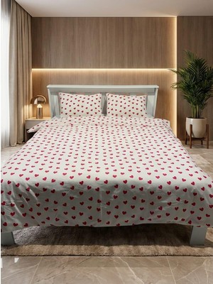 Tekstil Vagonu Çift Kişilik Lastikli Nevresim Takımı ,yumuşak Dokulu Kalpli