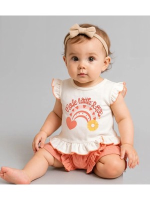Jolly Joy Fırfırlı  Şortlu Kız Bebek Alt Üst Takım - Somon - 6 - 9 Ay Somon