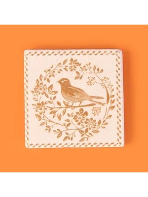 Matmel Kitchen Kuşlu Taş Bardak Altlığı - Renkli - 10X10 cm