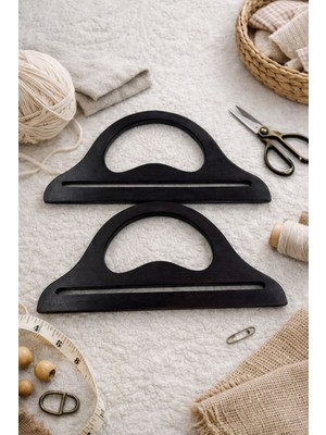 İğne İzi Ahşap Çanta Kulpu 25X12 cm – Örgü, Makrome ve El Yapımı Çanta Sapı