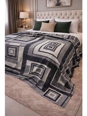 Esinti  Battal Boy Pamuk Battaniye Çift Kişilik – Yumuşak Sıcak Tutacak Modern Desenli Yatak Örtüsü-Terletmez Nefes Alır