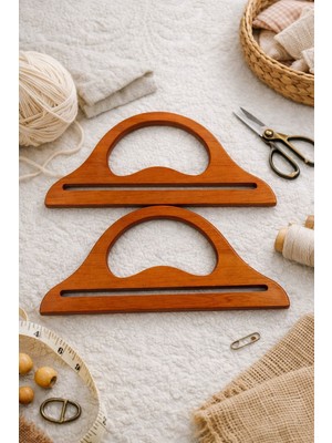 İğne İzi Ahşap Çanta Kulpu 25X12 cm – Örgü, Makrome ve El Yapımı Çanta Sapı