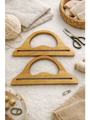 İğne İzi Ahşap Çanta Kulpu 25X12 cm – Örgü, Makrome ve El Yapımı Çanta Sapı