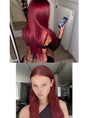 Özbience Işığa Dayanıklı Yarımay Çıt Çıt Saç, Kızıl, Düz, 60 Cm, 110 gr