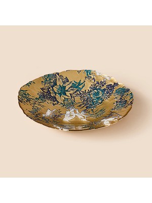 Matmel Deco Birdy Dekoratif Tabak - Altın / Mavi - 30 cm