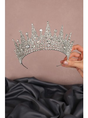Özbience Gelinler Için Şık Parlak Taç, Zarif ve Güzel Takı, Düğün Aksesuarı