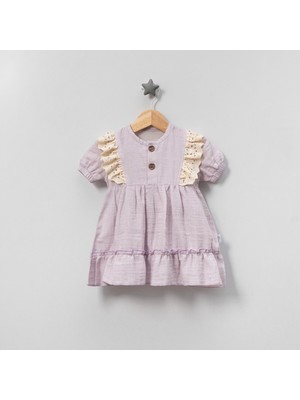 Jolly Joy Fistolu Kız Müslin Elbise  - Lila - 6 - 9 Ay Lila