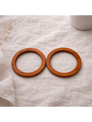 İğne İzi 13 cm Ahşap Çanta Sapı – Yuvarlak Ahşap Çanta Kulpu 2 Adet