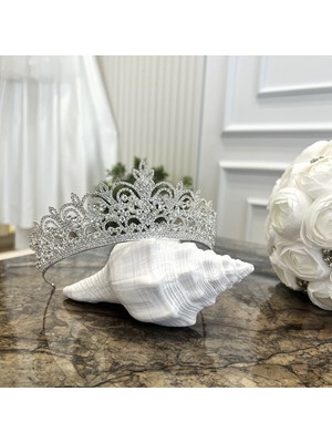 Özbience Parlak Kristal Taşlı Gelin Tacı, Şık Düğün ve Nişan Aksesuarı