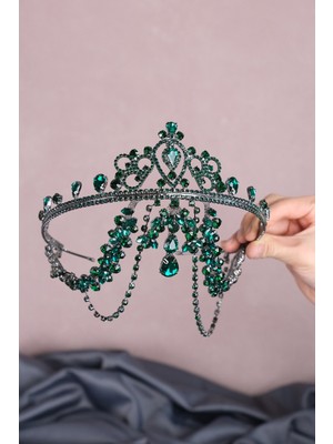 Özbience Şık ve Zarif Hürrem Saçaklı Alınlık Gelin Kına Tacı