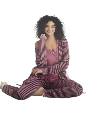 Pijamoni 3lü Sabahlıklı Takım