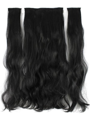 Özbience Siyah Dalgalı Yarım Ay Postiş Seti, Isıya Dayanıklı, Çıt Çıt Tasarım