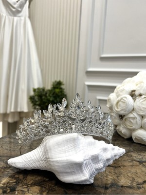Özbience Kristal Taşlı Gelin Tacı, Yüksek Kalite Düğün ve Nişan Takısi