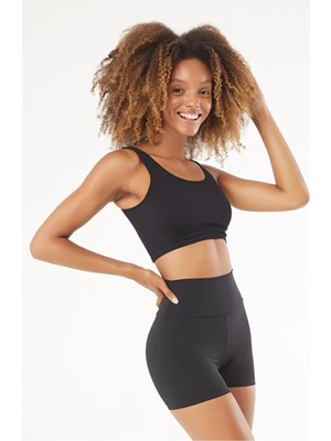 Tusebu Kadın Yüksek Bel Toparlayıcı Mini Tayt Şort - Siyah