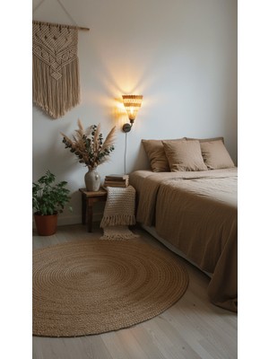 Rattam Sırma Rattan Aplik - Doğal Çam Kabuğu Boyalı El Yapımı Duvar Lambası