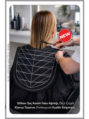 Özbience Saç Kesimi Için Silikon Yaka Ağırlığı ve Çizgili Önlük, Kaymaz Tasarım