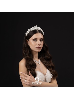 Özbience Şık 3D Gelin Tacı, Zarif Saç Aksesuarı, Düğün ve Davetler Için