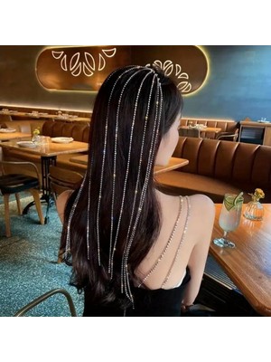 Özbience Gümüş Renk Vıp Taşlı Su Yolu Taç, Lüks Taşlı Saç Aksesuarı