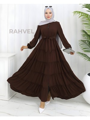 Moda Hayme Eteği Beş Katlı Ferace Acı Kahve