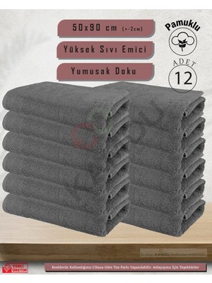 Tusebu Pamuk Yüz Havlusu 12’li Set – Yüksek Emicilik, Yumuşak Doku