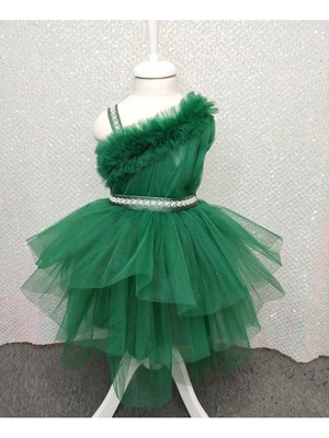 Bonita Tek Omuzlu Taş Detaylı Tüllü Çocuk Abiye