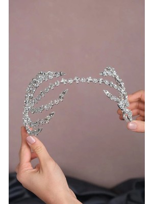 Özbience Gümüş Renk Çift Taraflı Helen Saç Aksesuarı, Zarif Gelin Takısı