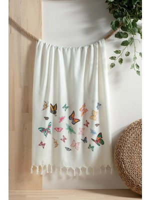 Pamuk Peştemal, Plaj Havlusu, Banyo Havlusu, Kelebek Desen