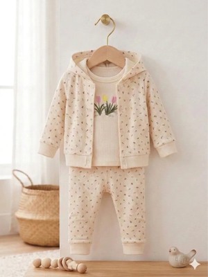 0-9 Ay Pamuklu Kız Bebek Takımı Yenidoğan Bebek Terleme Yapmaz