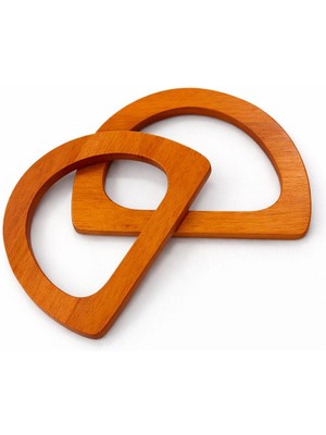 İğne İzi 13,5 cm Ahşap Çanta Sapı Yarım D Model – Doğal Ahşap Çanta Kulpu 2 Adet