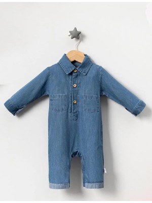 Jolly Joy Cepli Kız Bebek Kot Tulum - Mavi - 3 - 6 Ay Mavi