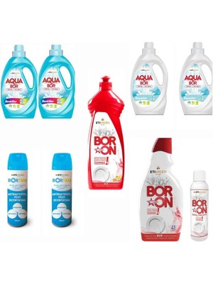 AQUABOR Sıvı Çamaşır Deterjanı Renkli ve Beyazlar Için 132 Yıkama+ Bulaşık Deterjanı + Dezenfektan