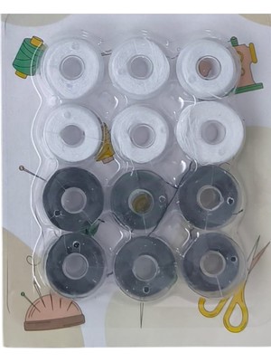 Popüler Sepet Masura Ipli 12'li Plastik Siyah-Beyaz