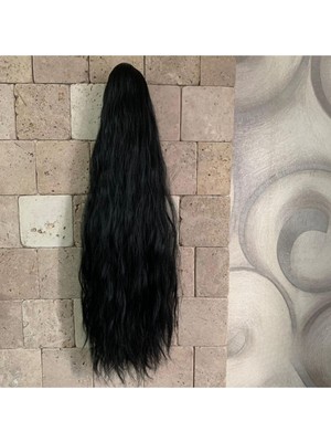 Özbience Siyah Uzun Kıvırcık Isıya Dayanıklı At Kuyruğu Postiş