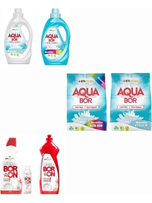 Boron Doğal Mineralli Çamaşır Deterjanı Aquabor Renkli ve Beyazlar Için 146 Yıkama Bulaşık Deterjanı