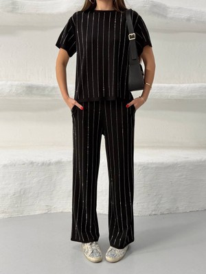 Arzu Has Butik Yeni Sezon Taş Detaylı Modal Kumaş Alt Üst Ikili Takım