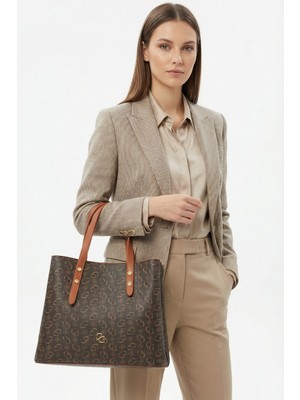 Gaia Rinaldi Kadın Koyu Kahve Suni Deri Omuz ve Çapraz Askılı El Çantası, Çok Bölmeli, Ayarlanabilir Uzun Askılı, Küçük Boy