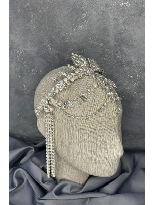 Özbience Gümüş Sallantılı Alınlık, Zarif Gelin Kına Tacı, Şık Takı, El Işlemesi