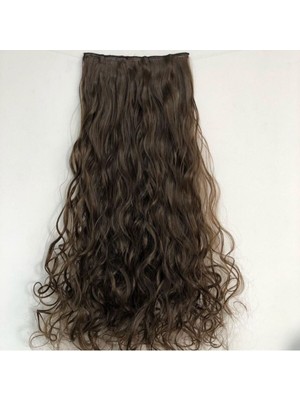 Özbience Koyu Kahverengi Kıvırcık Uzun Isıya Uygun Yarım Ay Çıt Çıt Postiş