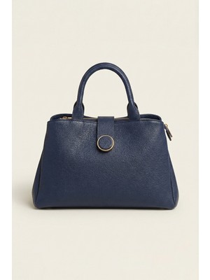 Gaia Rinaldi Kadın Gece Laciverti  Büyük Boy Günlük Tote Omuz Çantası | 3 Fermuarlı Bölmeli, Geniş Hacimli